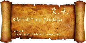 Körözsi Alojzia névjegykártya
